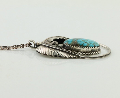 Navajo Necklace 925 Silver Turquoise Native American Artist Signed C.90s