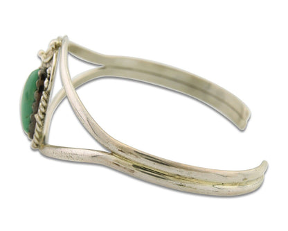 Navajo Bracelet 925 Silver Turquoise Cuff Artist Signed BB C.80's