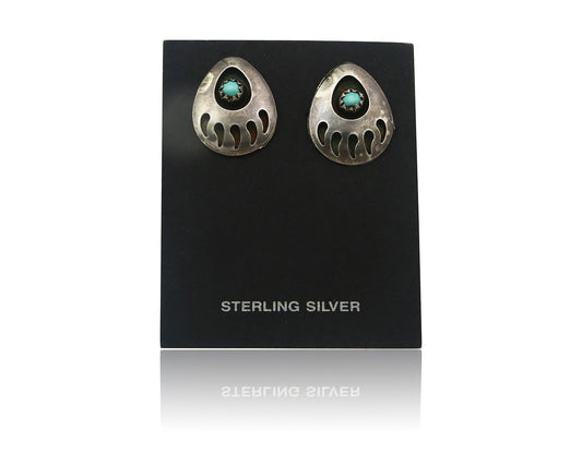 Navajo Earrings Sterling Silver Turquoise Dangle Vintage Authentic
