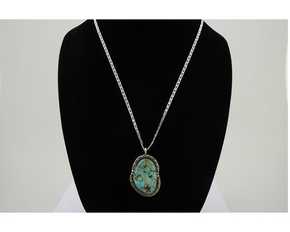 Navajo Necklace 925 Silver Blue Turquoise Artist Signed Fred Guerro C.80's