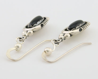 Navajo Dangle Earrings 925 Silver Natural Black Onyx Native American C.80's