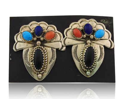Navajo Earrings Sterling Silver Gemstone Vintage Handmade Dangle