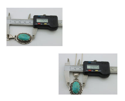 Navajo Necklace 925 Silver Natural Turquoise Sun Stamp C.80s