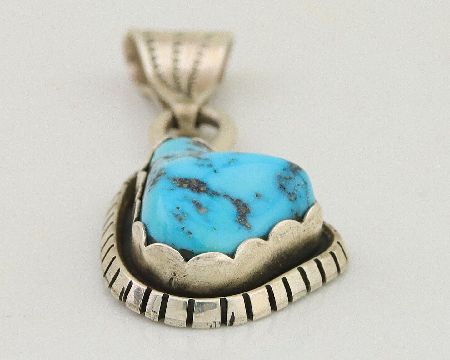 Navajo Sleeping Beauty Turquoise Pendant 925 Silver Signed Tony Guerro C.80's