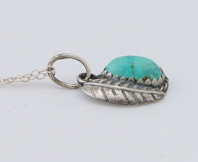 Navajo Necklace 925 Silver Natural Kingman Turquoise Native American C.80's