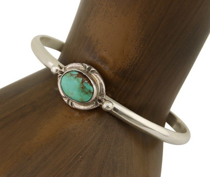 Navajo Bracelet 925 Silver Blue Turquoise Native American Artist C.80's