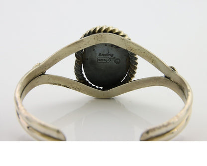 Navajo Bracelet 925 Silver Cuff Turquoise Handmade Artist Signed MM Rogers C80's