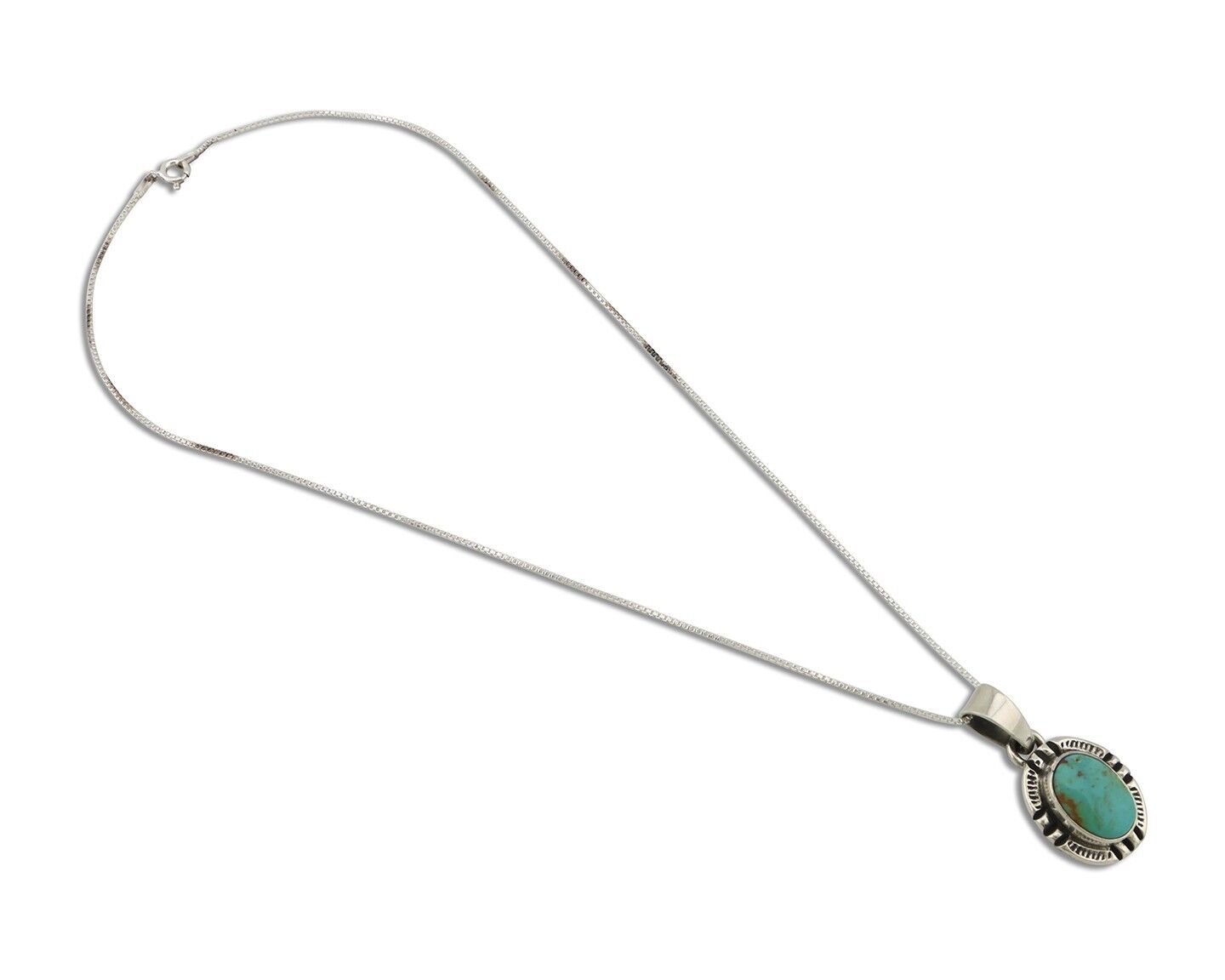 Navajo Necklace 925 Silver Arizona Turquoise Handmade Signed Gecko C.90's