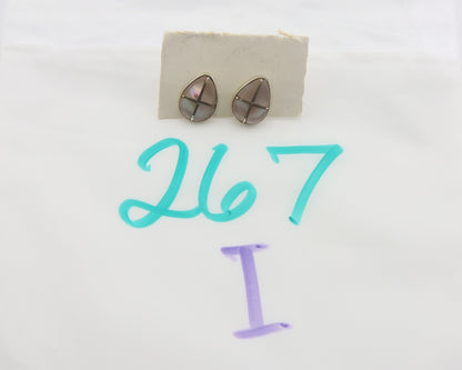 Navajo Earrings 925 Silver Pink Mussel Native American Artist C.80's