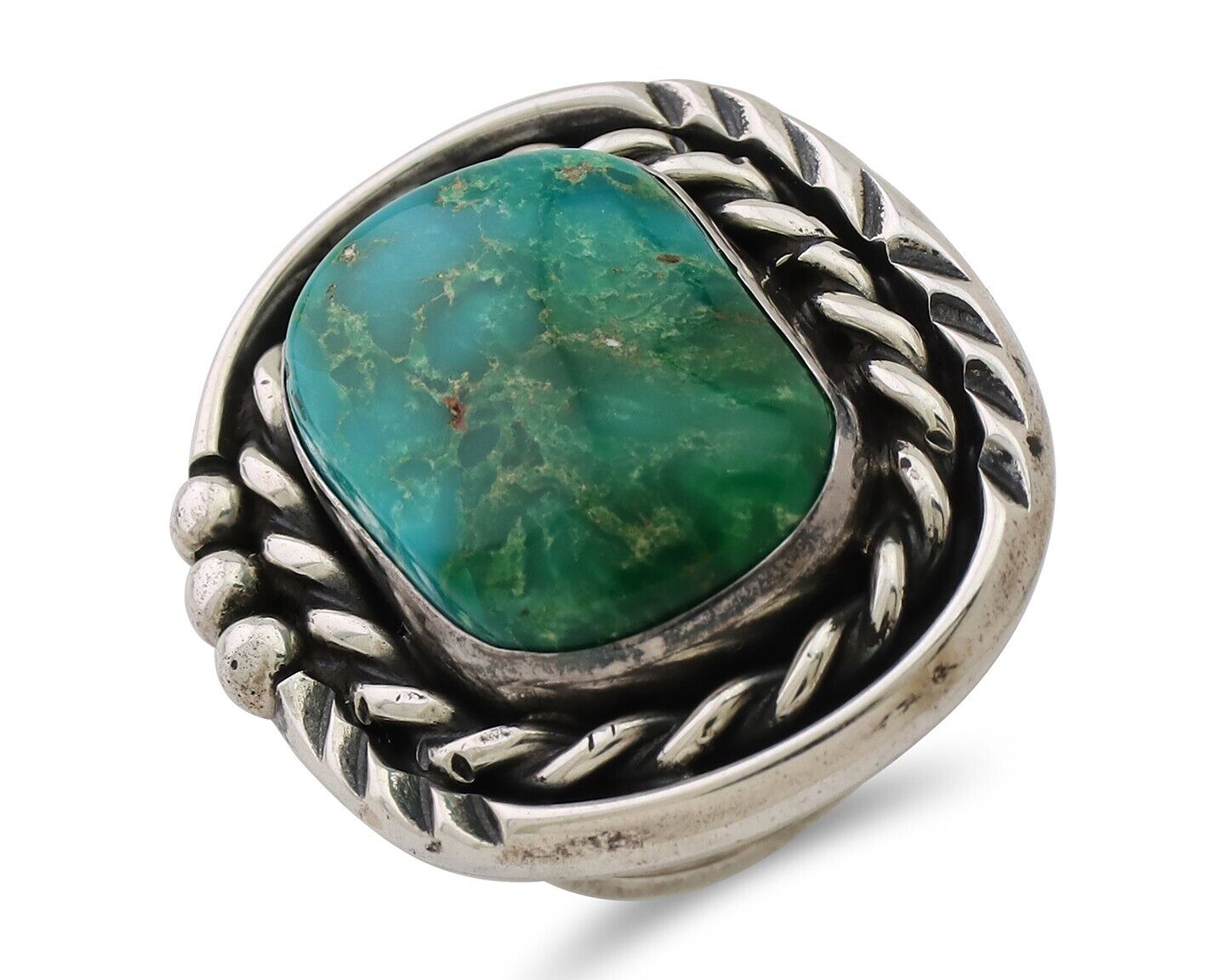 Navajo Ring 925 Silver Royston Turquoise Native American Artist Size 7.0 C.80's