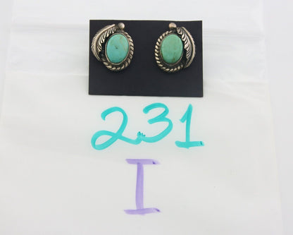 Navajo Earrings 925 Silver Natural Turquoise Native American Artist C.80's