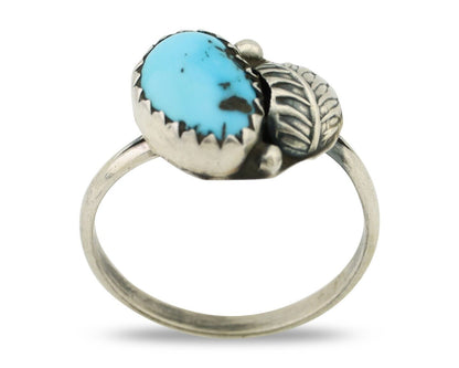 Navajo Ring 925 Silver Sleeping Beauty Turquoise Native American Artist C.80's