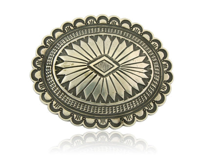 Navajo Belt Buckle 925 Sterling Silver Artist Signed Nelson Burbank C.80's