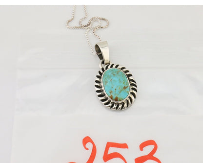 Navajo Necklace 925 Silver Kingman Turquoise Artist Signed Gecko C.90s