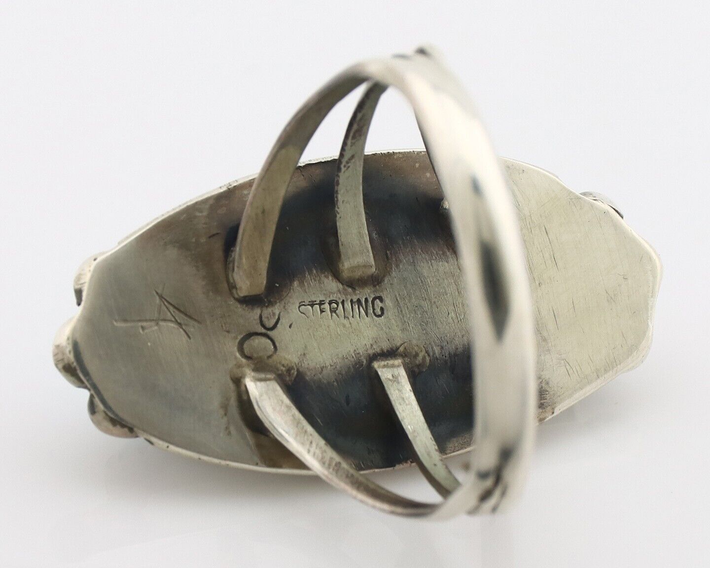Navajo Ring .925 Silver Sleeping Beauty Turquoise Signed SkyStone Creations C80s