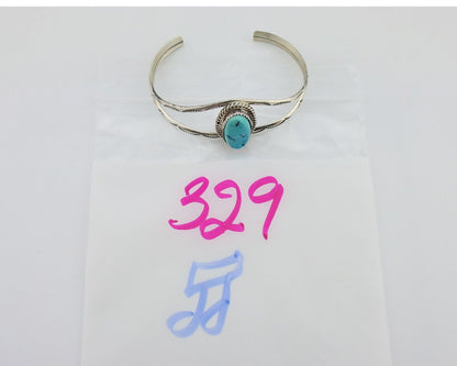 Navajo Bracelet 925 Silver Sleeping Beauty Turquoise Signed Robert Vandover C80s