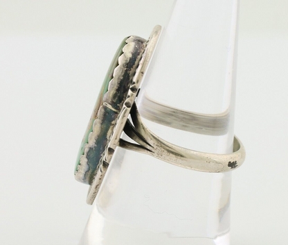 Navajo Ring 925 Silver Natural Green Turquoise Native American Artist C.80's