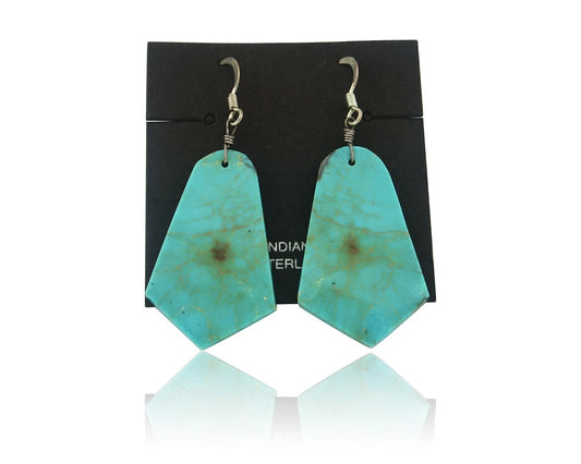 Santo Domingo Earrings Sterling Silver Natural Turquoise Vintage Authentic