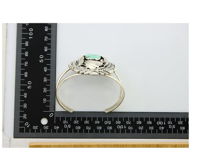 Navajo Cuff Bracelet 925 Silver Cuff Turquoise Cuff Native American Artist C80's