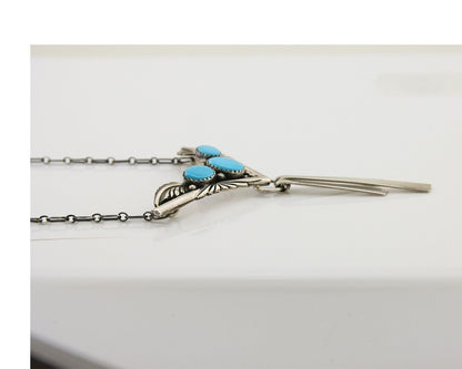 Navajo Turquoise Necklace 925 Silver Artist Signed De Chelly & NJ C.80's