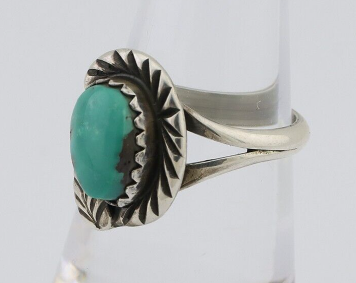 Navajo Ring 925 Silver Kingman Turquoise Native American Artist C.80's