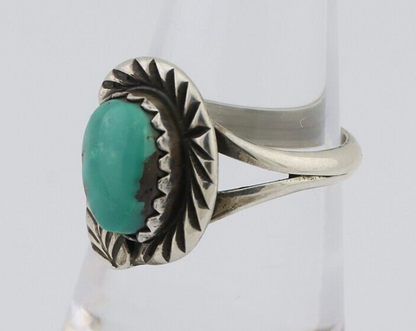 Navajo Ring 925 Silver Kingman Turquoise Native American Artist C.80's