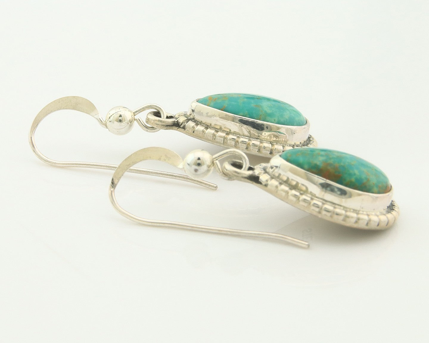 Navajo Earrings Sterling Silver Natural Turquoise Vintage Signed M