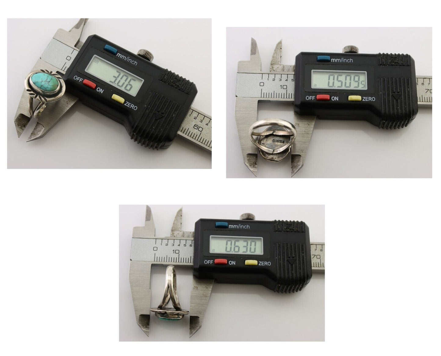 Navajo Ring 925 Silver Spiderweb Turquoise Native American Artist C.80's