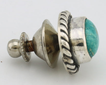 Navajo Tie Tack 925 Silver Natural Mined Turquoise Native American Artist C.80's