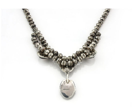 Navajo Squash Necklace Sterling White Shell Vintage Handmade Signed Manygoats