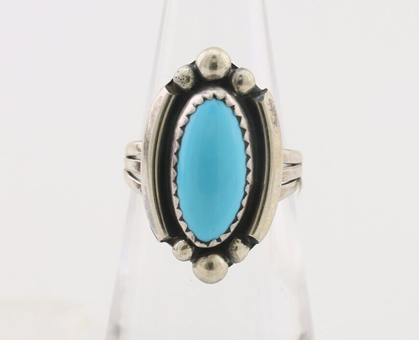 Navajo Ring 925 Silver Sleeping Beauty Turquoise Artist SC C.80's