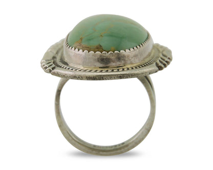 Navajo Ring 925 Silver Green Turquoise Native American Artist C.80's