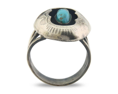 Navajo Ring 925 Sterling Turquoise Handmade Native Artist C.80's Size 8.25
