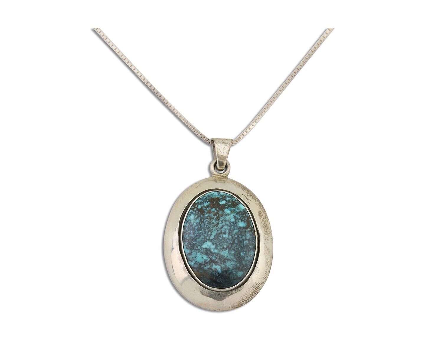 Navajo Necklace 925 Silver Natural Blue Turquoise Native American Artist C.80's