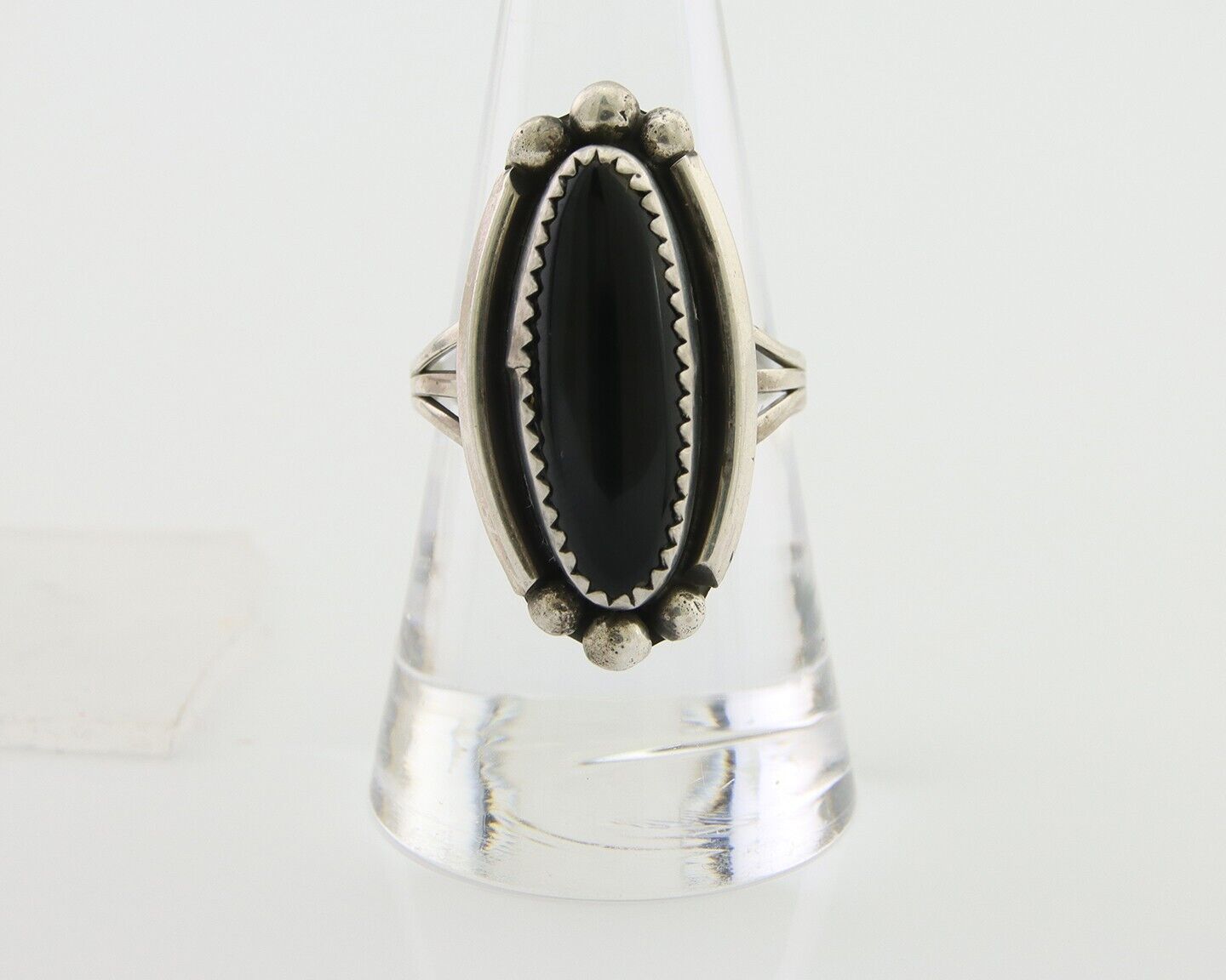 Navajo Handmade Ring 925 Silver Black Onyx Native American Artist C.80's