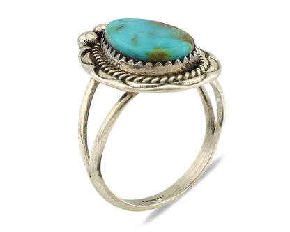 Navajo Ring .925 Silver Blue Turquoise Artist Signed Anna Begay C.1980's