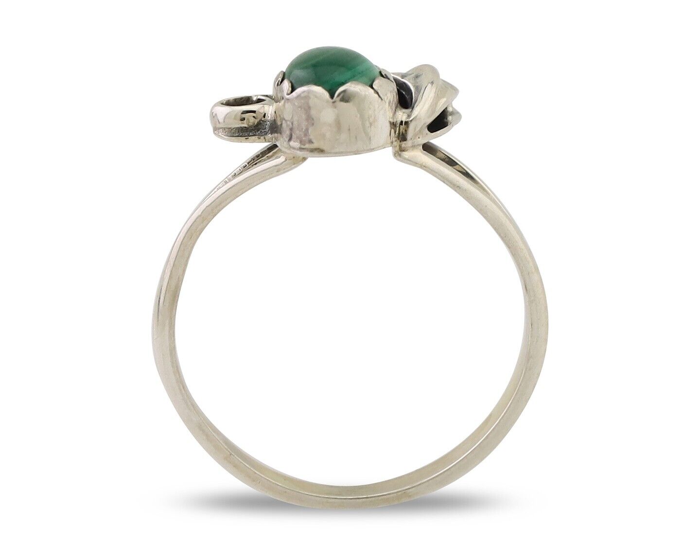 Navajo Handmade Ring 925 Silver Natural Malachite Native Artist Size 5.5 C.80's