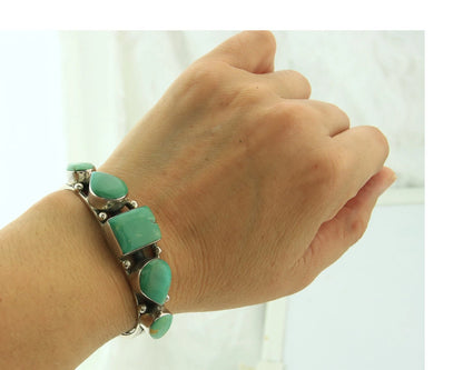 Navajo Cuff Bracelet 925 Sterling Silver Turquoise Vintage Signed GN