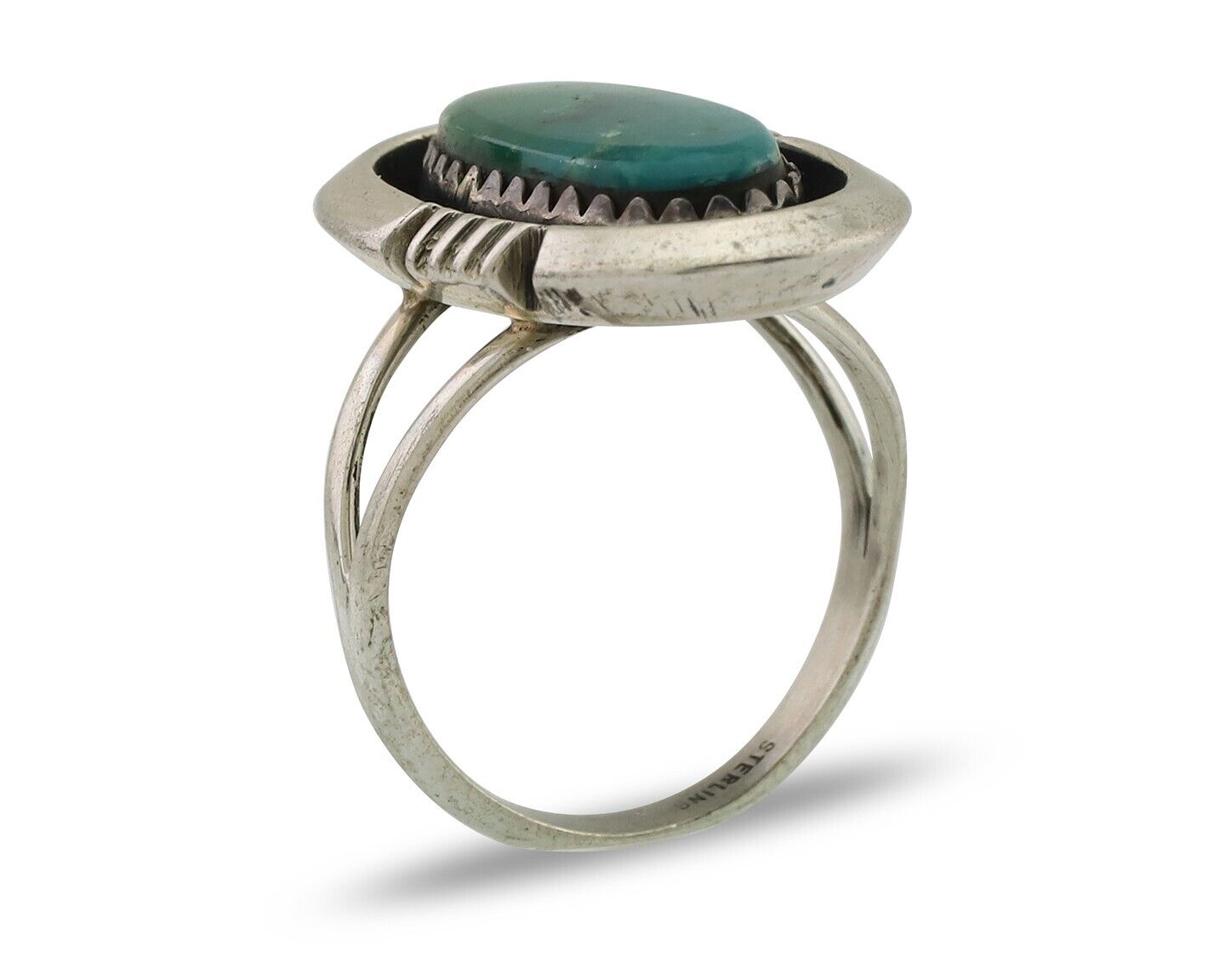 Navajo Ring 925 Silver Natural Turquoise Native American Artist C.80's