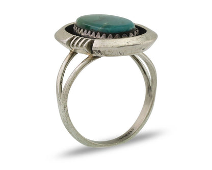 Navajo Ring 925 Silver Natural Turquoise Native American Artist C.80's