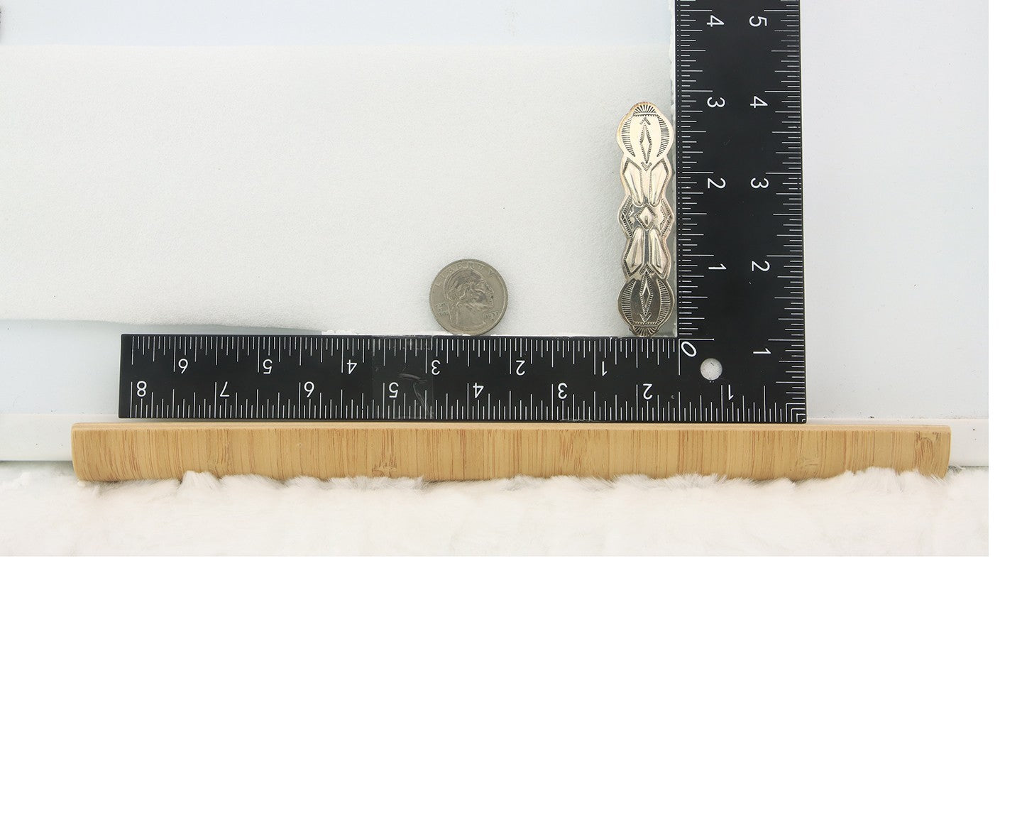 Vintage Navajo Barrette 925 Sterling Silver Hand Stamped Authentic Signed SN