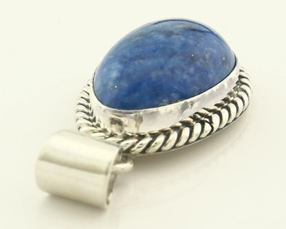 Navajo 925 Sterling Silver Pendant Signed M Sterling Hand Stamped Natural Lapis