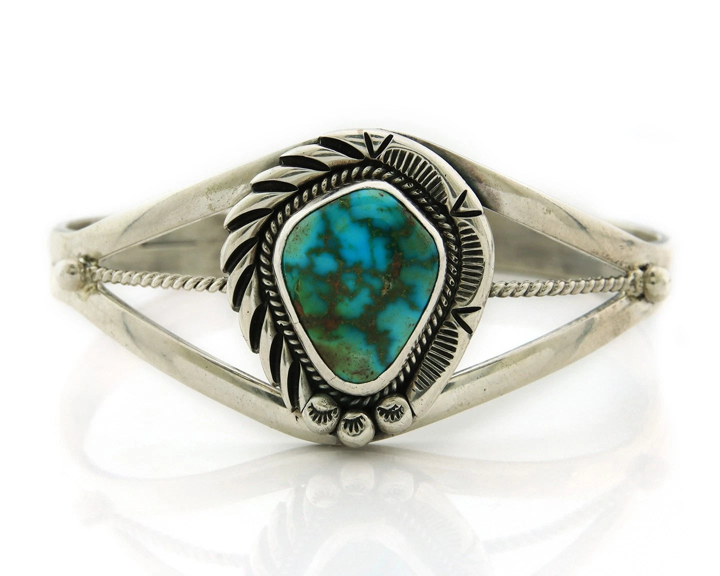 Navajo Cuff Bracelet 925 Sterling Silver Turquoise Vintage Signed Rose Begay