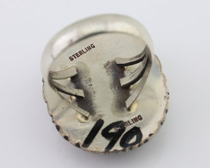 Navajo Ring 925 Silver Spiderweb Turquoise Native American Artist C.80's