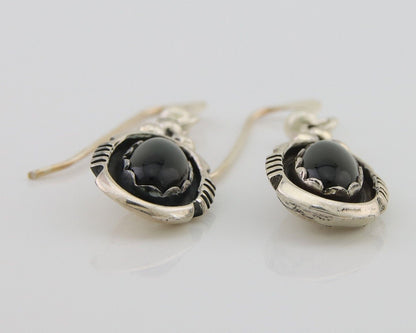 Navajo Dangle Earrings 925 Silver Natural Black Onyx Native American C.80's