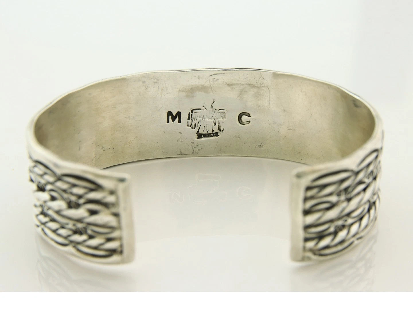 Navajo Cuff Bracelet 925 Sterling Silver Vintage Handmade Signed MC