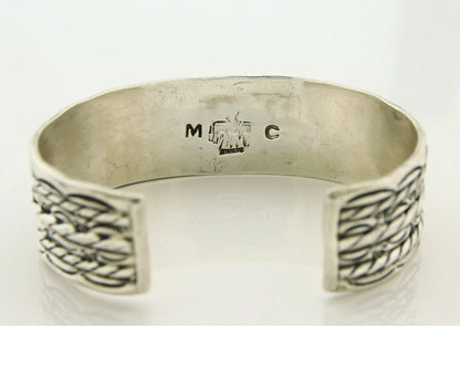 Navajo Cuff Bracelet 925 Sterling Silver Vintage Handmade Signed MC