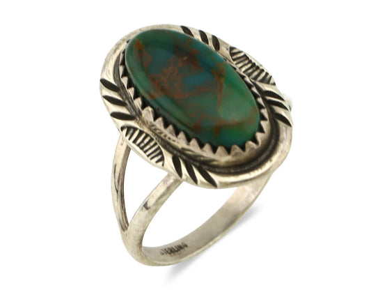 Navajo Ring .925 Silver Royston Turquoise Native American Artist C.1980's