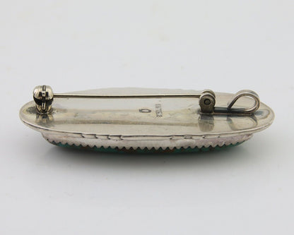 Navajo Pin Pendant 925 Silver Natural Blue Turquoise Artist Signed Davey Morgan