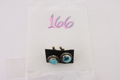 Navajo Cufflinks 925 Silver Native American Natural Turquoise C.80's